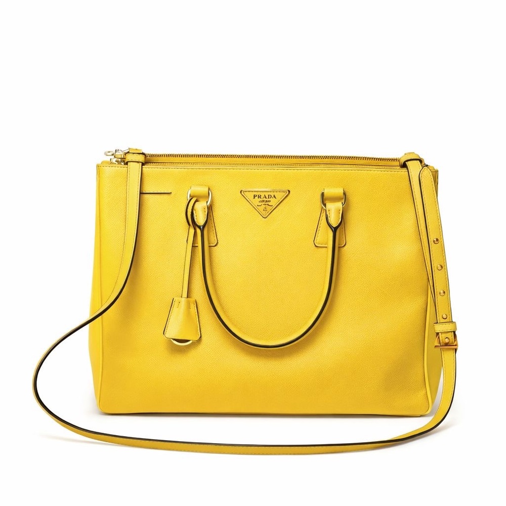 Prada Large Yellow Saffiano Leather Satchel